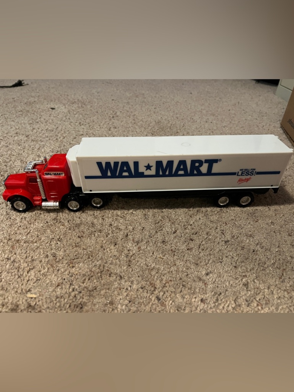 Wal-Mart Branded Toy Semi Truck - Red Cab White Trailer
